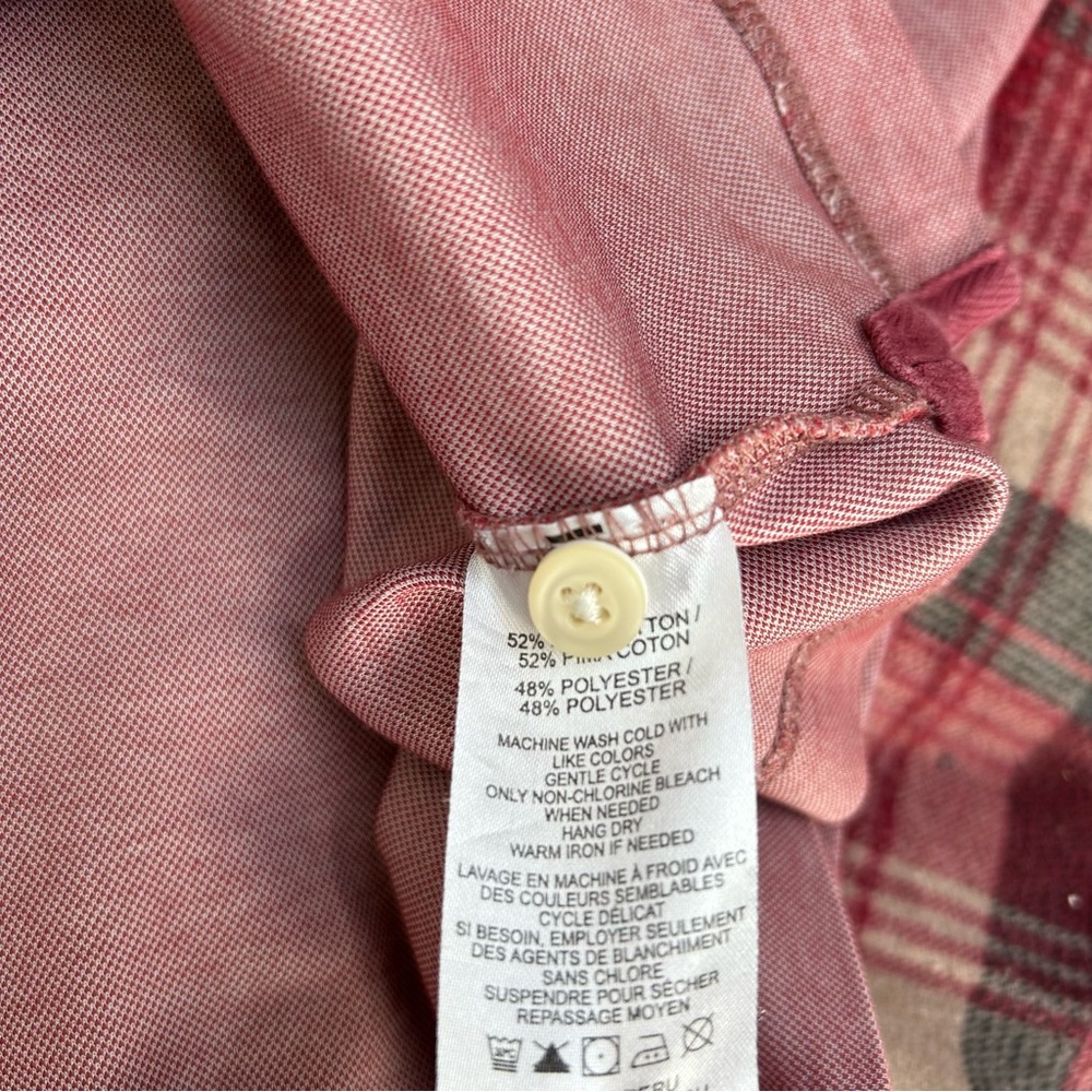 UNTUCKit Mens Beaux Long-Sleeve Tipped Polo Shirt Heathered Red/Pink Size Medium - Picture 10 of 11